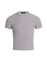黒のラウンドネックタイトフィットTシャツ【夏用・薄手・ストレッチ・短袖】