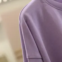 シンプルな無地ラウンドネックゆったりフィット女性用トレーナー（セットアップ対応）