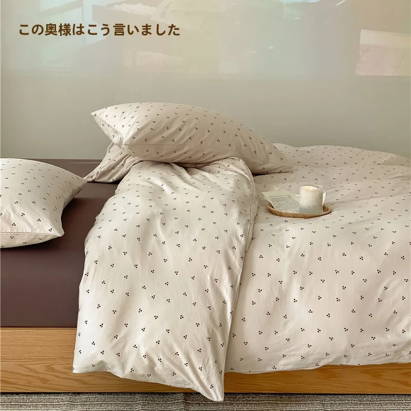 シングルベッド用ニットコットン床品セット：1.5m・1.8m対応の和風レトロデザイン