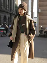 ダブルフェイスウールコート【100%オーストラリアウール・バッファローボタン・秋冬用・中長丈】