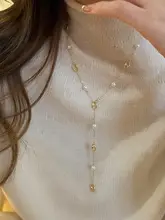 星型パールのロングフリンジネックレス【高級感・デザインアクセサリー】