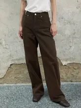 ジーンズ【デニムパンツ・レディース・ジーパン・ストレート・ワイドレッグ・定番デザイン】