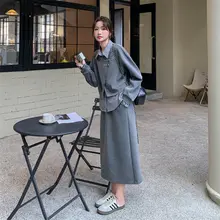 ストライプの切替デザイン 薄手スウェットトップス【女性用・ハイウエストミディスカート・春秋向け】（セットアップ対応）