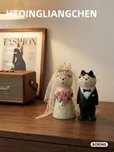 結婚式用新郎新婦猫の飾り人形【エレガントな香薰トレイ付き・贈り物にも最適】