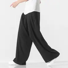 男性用古風スタイルパンツ【綿麻素材・フィット・シンプルデザイン・長丈】（セットアップ対応）