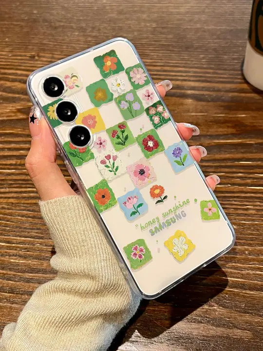 春の花柄デザインのスマホケース【Galaxyシリーズ対応・透明・ソフトケース】