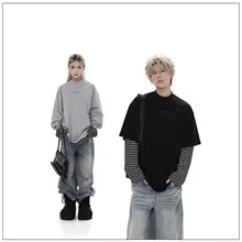 立体プリント長袖Tシャツ【ユニセックス・ラウンドネック・カジュアル】