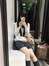 JK制服チェック柄スカート【学院風・半身・ニットカーディガン付き】（セットアップ対応）