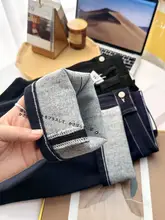 刺繍入りリボンデザインのデニムパンツ【女性用・スリムフィット・九分丈・秋春向け】