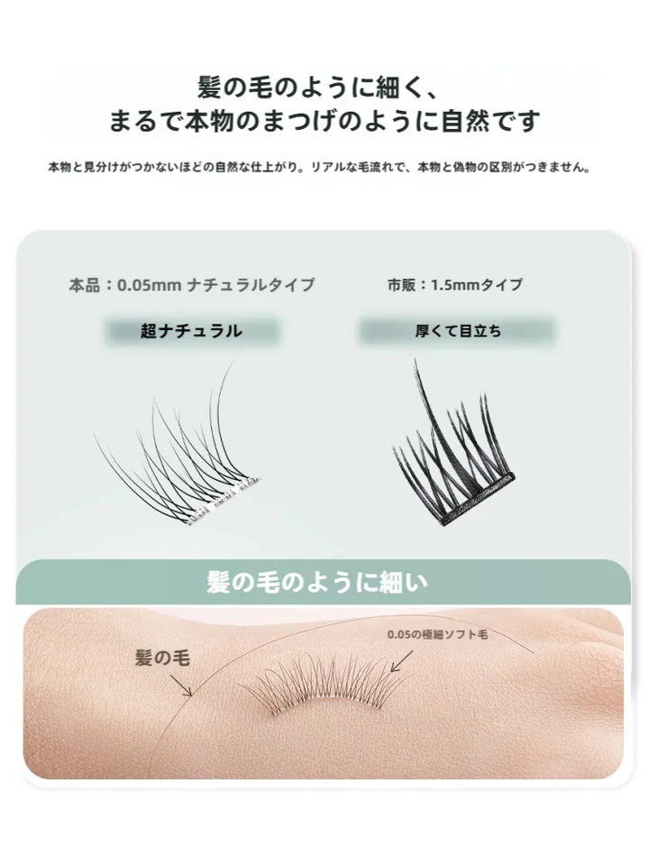 自粘式ノンアイラッシュ【再利用可能・自然な仕上がり・まつ毛用】（セットアップ対応）