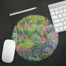 モネ風デザインの円形ポータブルノートブック【防水・厚手・滑り止め付き・デスクマット】