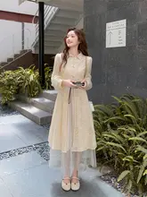 新中式デザインのシャツワンピース【春秋用・エアリーなチュールスカート・2点セット対応】