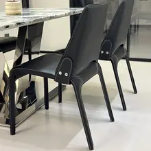 デザイナー風サドルチェア【イタリアンミニマル・高級レザー・家庭用】