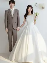 シンプルでエレガントなロングドレス【法式軽婚纱・小柄対応】（セットアップ対応）