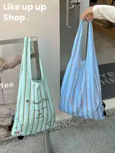 エコバッグ 折りたたみ 大容量 ボーダー柄 おしゃれ 2WAY 手提げ ショルダー 通勤 買い物 カジュアル 日常使い