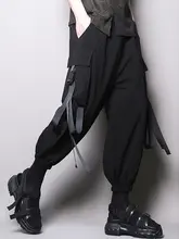 ジョガーパンツ メンズ ワークパンツ テープ装飾 バックル ルーズ ストリート