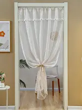 レース製 蚊除けドアカーテン【穴あけ不要・夏用・伸縮棒付・シンプルデザイン】