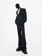 スーツ 2点セット メンズ 光沢 パッド入り ビッグシルエット 上品 きれいめ 「VE2」