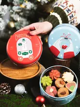 クリスマス用鉄製缶ギフトボックス【円形・クッキー・お菓子・セレクトボックス】