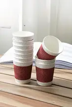 得力 一般用 ダブルウォール紙コップ【耐熱・使い捨て・コーヒー・家庭用】
