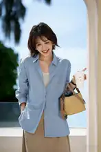 感のあるシンプルなコットンシャツ【通勤・夏用・肌触りの良い・基本デザイン】