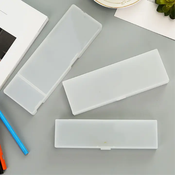 PPプラスチック製 透明マット文房具ボックス【シンプルデザイン・ペンケース・学生用・大中小サイズ】