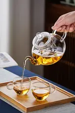 ガラスティーポット お茶の分離 花茶用ティーポット 高耐熱 厚手 フィルター付き