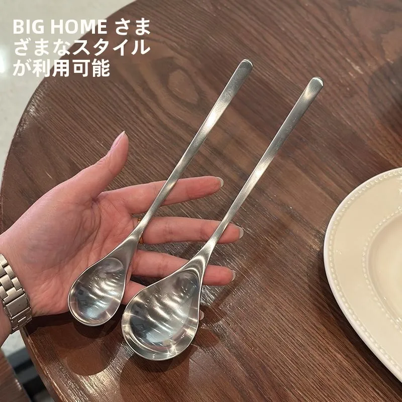 ロングハンド  ル韓国風ご飯スプーン：高級感ある18-10ステンレス製の使い勝手とシーン別適用