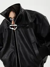 黒色レザーライダージャケット【ダブルジッパー・フロントボタンデザイン】