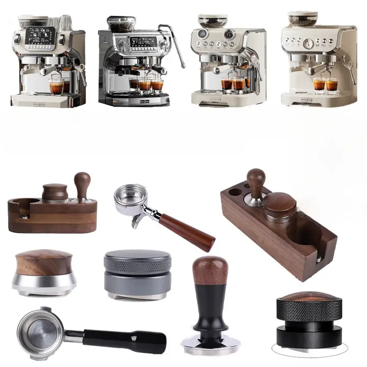 コーヒーマシン用胡桃木製ハンドルなしプレス＆布粉器【タマイズアクセサリー・コーヒー用ベース】（セットアップ対応）