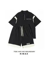 半開きデザインのワッフル素材短袖Tシャツ【極上の柔らかさ・ゆったりサイズ・カジュアル】（セットアップ対応）