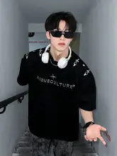 デザイン性のあるメタル風男子用Tシャツ【夏用・短袖・ストリートスタイル】