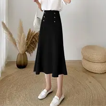 高腰フィッシュテールロングスカート【フリル付き・夏用・通勤向け・Aライン】