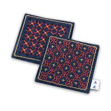 刺し子刺繍材料キット【紫陽花デザイン・DIYコースター用】（セットアップ対応）