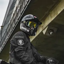 摩多狼 バイク用フルフェイスヘルメット用防風サングラス【ハーレー風・ビンテージデザイン・オフロード用】