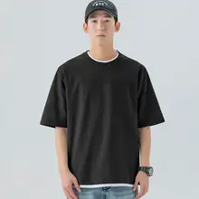 夏用コットン製メンズTシャツ【ラウンドネック・短袖・ゆったりとしたフィット】
