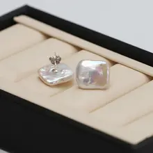 バロック淡水パールピアス【扁円・シンプル・かわいい・光沢】