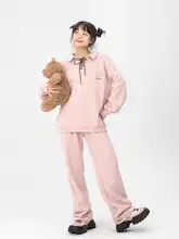 可愛いシンプルデザインのスポーツパーカー【女性用・結びひも付き・パンツ付き】（セットアップ対応）