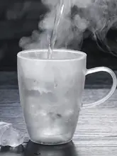 耐熱ガラスカップ 二重断熱 家庭用 カップ ハンドル付き 蓋付き 冷飲 乳牛 カップ コーヒー