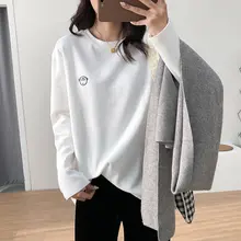 刺繍入りカートゥーンデザインの長袖Tシャツ【厚手・ゆったりフィット・秋冬用】