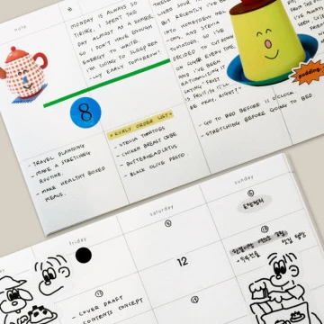 シンプルデザインのチェック模様万年カレンダー手帳：3か月カレンダーの使い方とおすすめのデザイン例