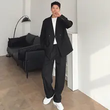 春季用ダブルボタンスーツ【カジュアルスタイル・男士用・洗練されたデザイン】（セットアップ対応）