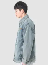 ヴィンテージ風ウォッシュデニムジャケット【メンズ・秋用・ゆったりシルエット・ワークスタイル】