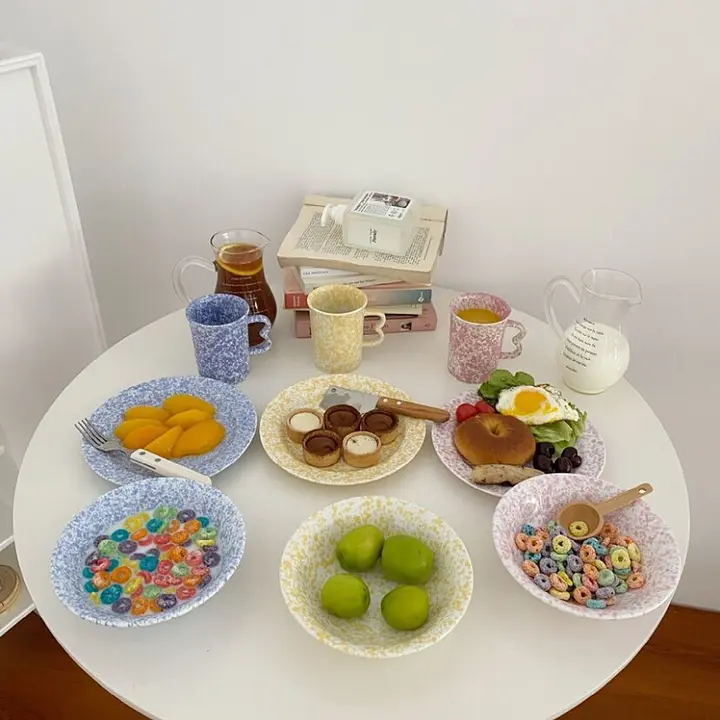 食器セット デザートプレート サラダプレート シリアルボウル セラミック ぼかし マシュマロシリーズ インスタ映え
