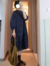 秋にぴったり！大きいサイズのデニムAラインワンピース【ゆったりシルエット・スタイルアップ効果】