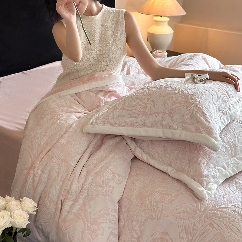 冬用高密度ミルクベルベット3点セット：立体デザインで快適な睡眠環境を実現