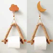 トイレットペーパースタンド バスルーム 手作りの編み 麻ひも 星形デザイン