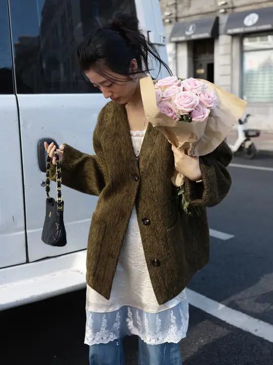 アルパカウール使用のロングコート【ゆったりシルエット・長毛】