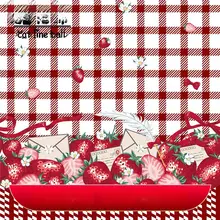 チェッカーパターンのストロベリーLolitaドレス【BJD用・甘美柄・オリジナル素材】