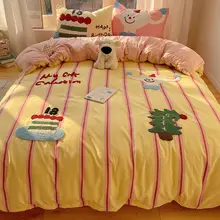 かわいいデザイン！水洗い可能なコ  ットンタオルと刺繍入りベッド用品【ベッドカバー・シングル用・女性向け】【セットアップ対応】